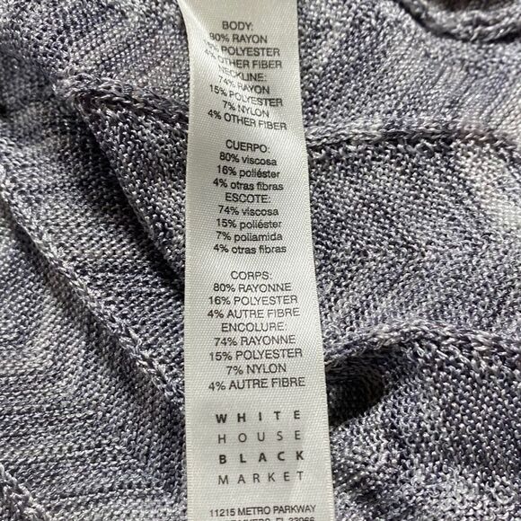 WHBM Long Tunic V-Neck Dressy Sweater‎ Flare Sleeve Metallic Silver Grey M - Picture 12 of 14